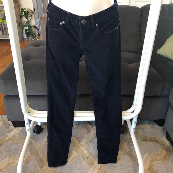FREE PEOPLE BLACK CORDUROY SKINNY LEG PANTS - Picture 2 of 8